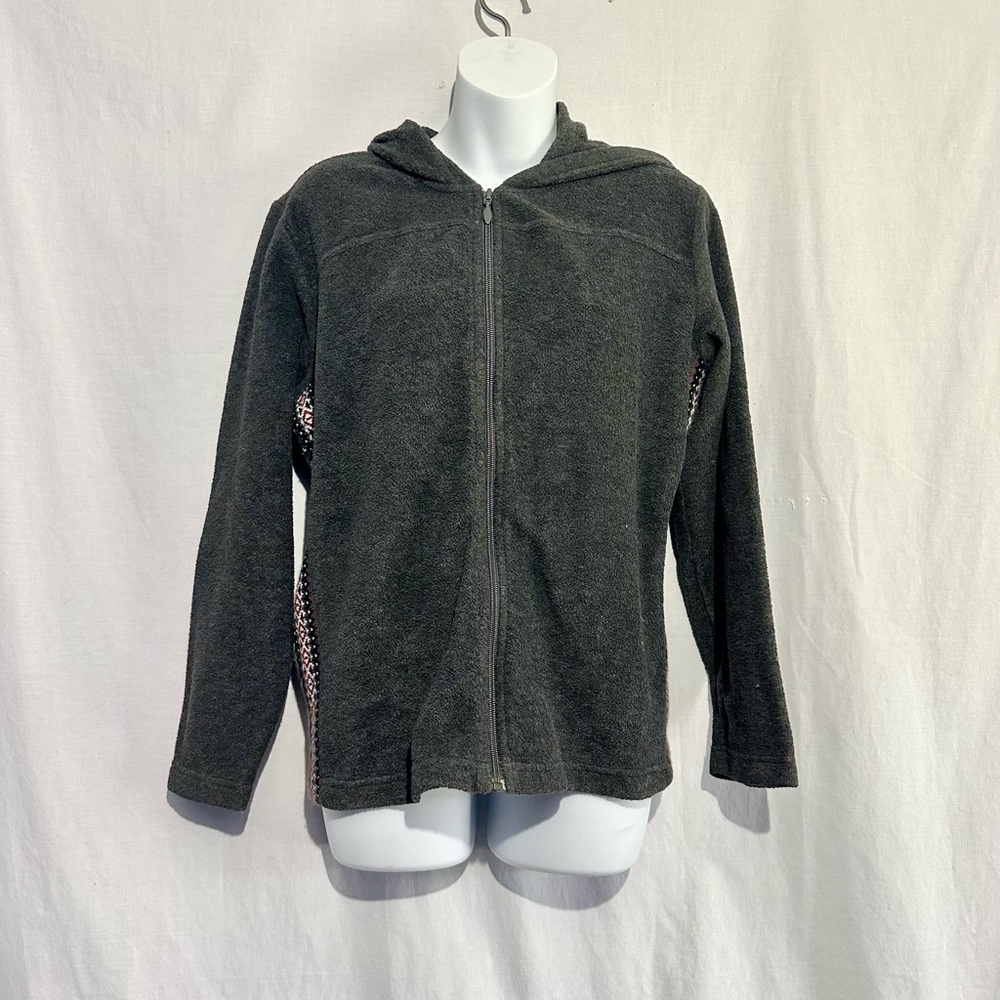 Columbia Women’s Full Zip Fleece Hoodie XL | Gray w/ Patterned Sides | Outdoor C